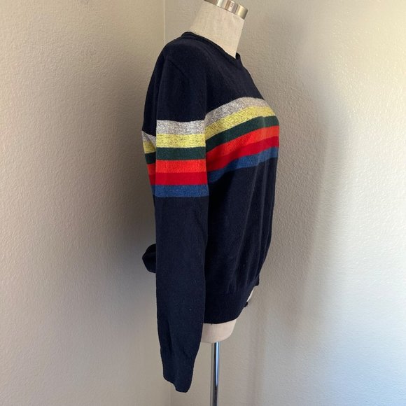 GAP Pullover Rib Knit Sweater Wool Blend Crew Neck Stripe Multicolor Sz M - Picture 3 of 6